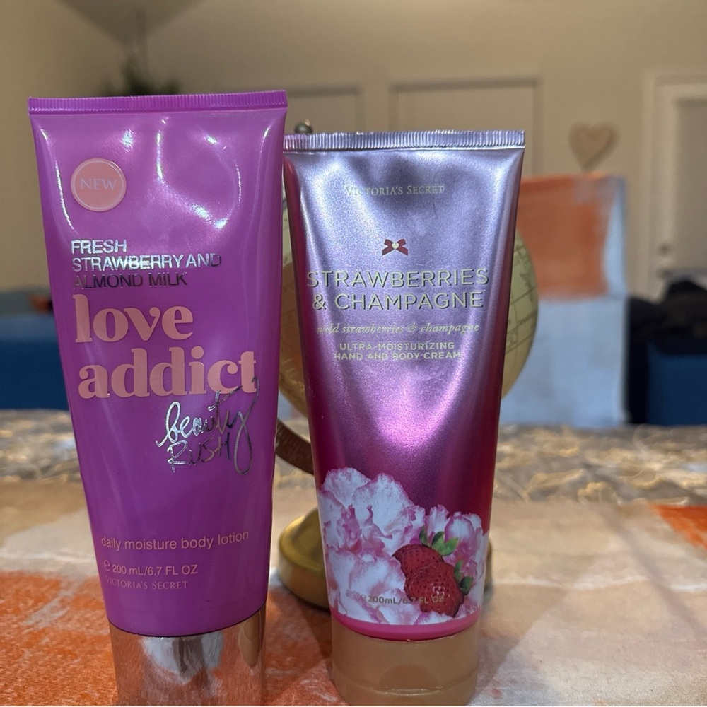 Victoria's Secret Love Addict & Strawberries & Champagne Body Lotion Set